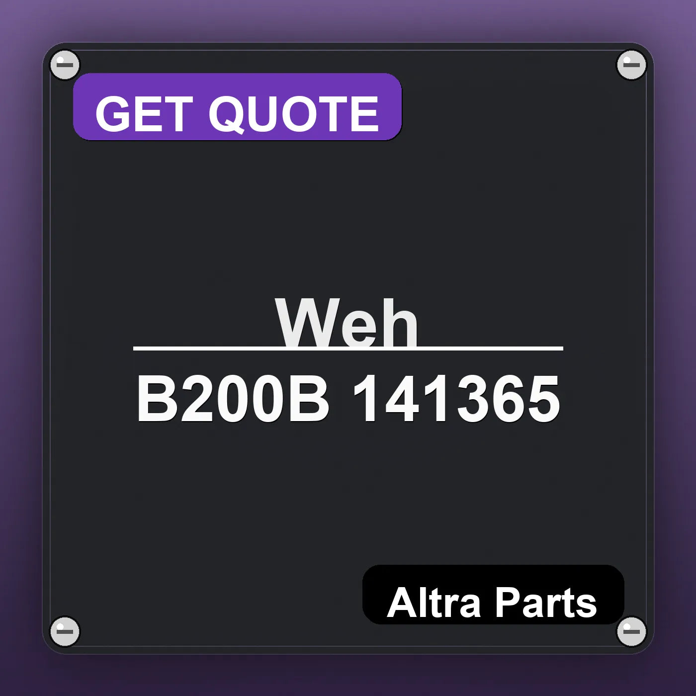 Weh B200B 141365 industrial nameplate style image – Altra Parts. GET QUOTE.