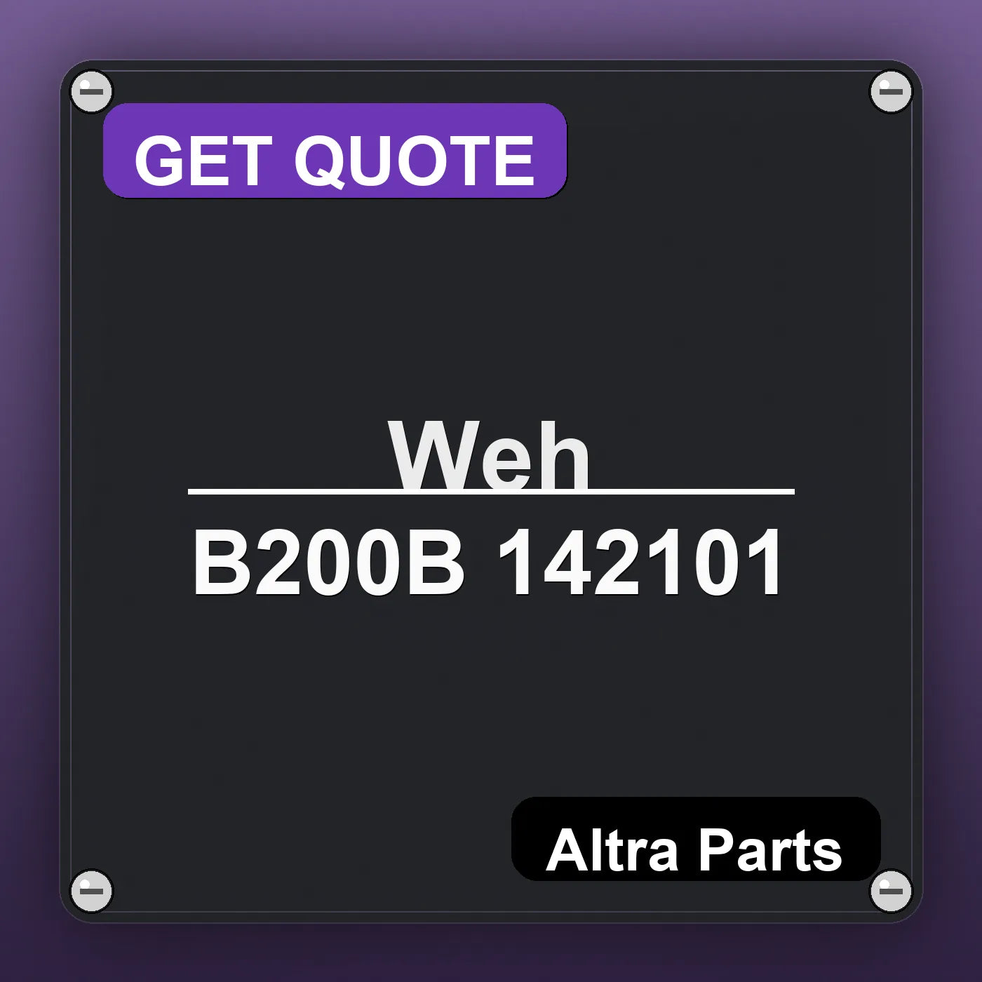 Weh B200B 142101 industrial nameplate style image – Altra Parts. GET QUOTE.