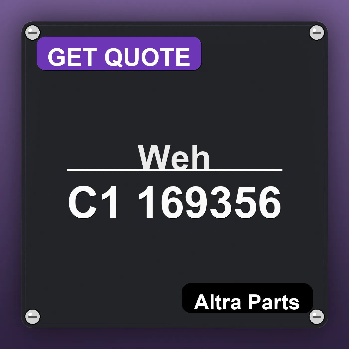 Weh C1 169356 industrial nameplate style image – Altra Parts. GET QUOTE.