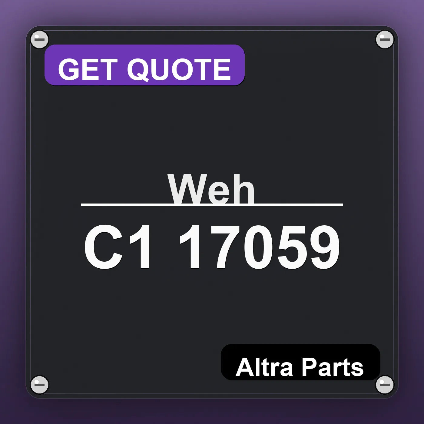 Weh C1 17059 industrial nameplate style image – Altra Parts. GET QUOTE.