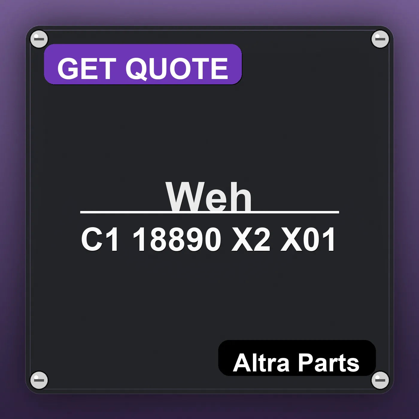 Weh C1 18890 X2 X01 industrial nameplate style image – Altra Parts. GET QUOTE.