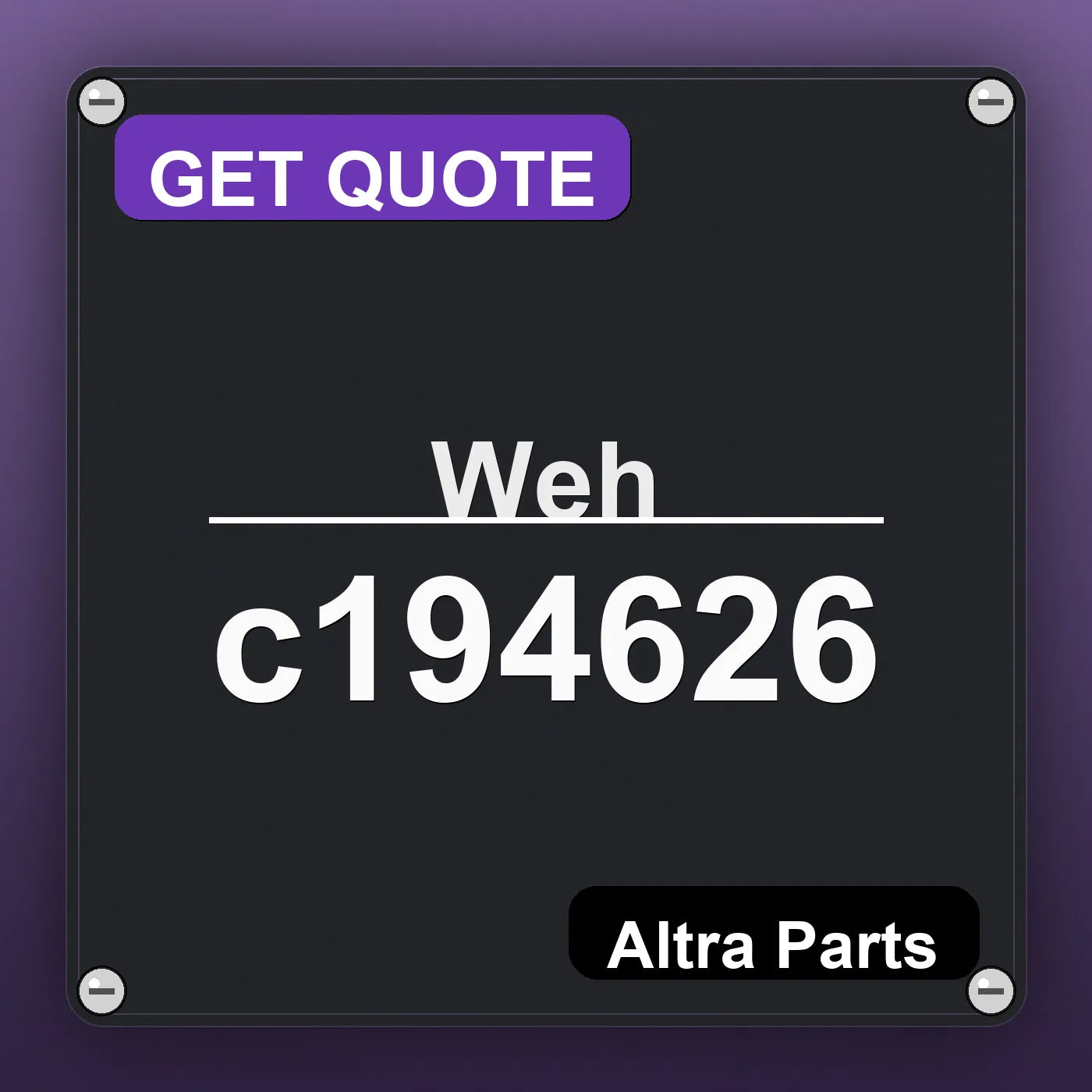 Weh c194626 industrial nameplate style image – Altra Parts. GET QUOTE.