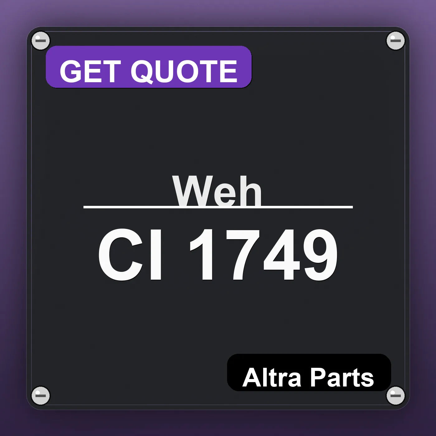 Weh CI 1749 industrial nameplate style image – Altra Parts. GET QUOTE.