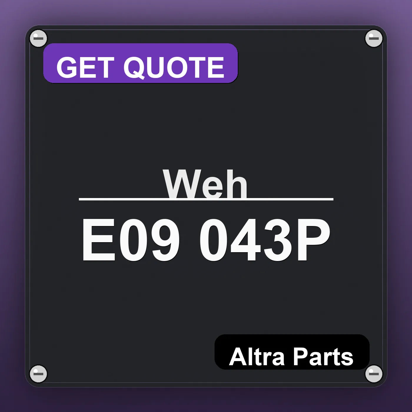 Weh E09 043P industrial nameplate style image – Altra Parts. GET QUOTE.