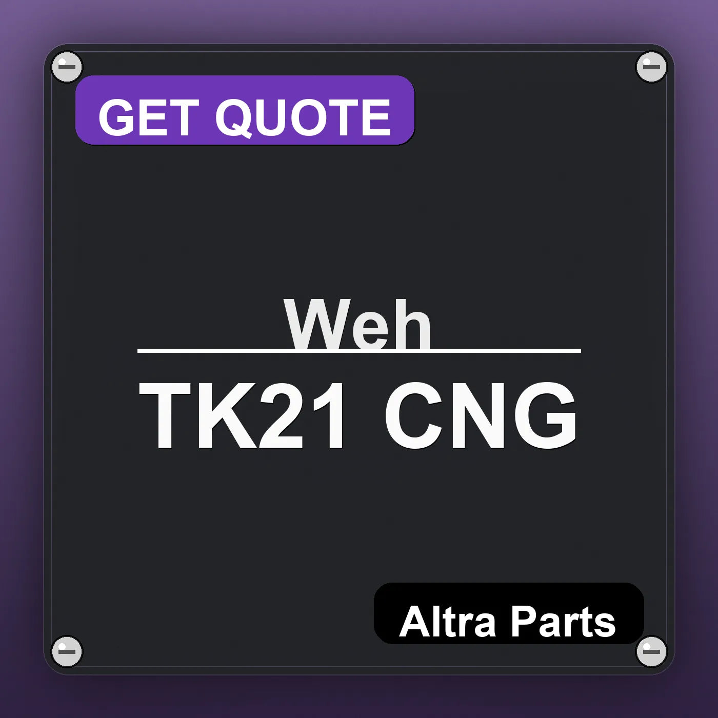 Weh TK21 CNG industrial nameplate style image – Altra Parts. GET QUOTE.