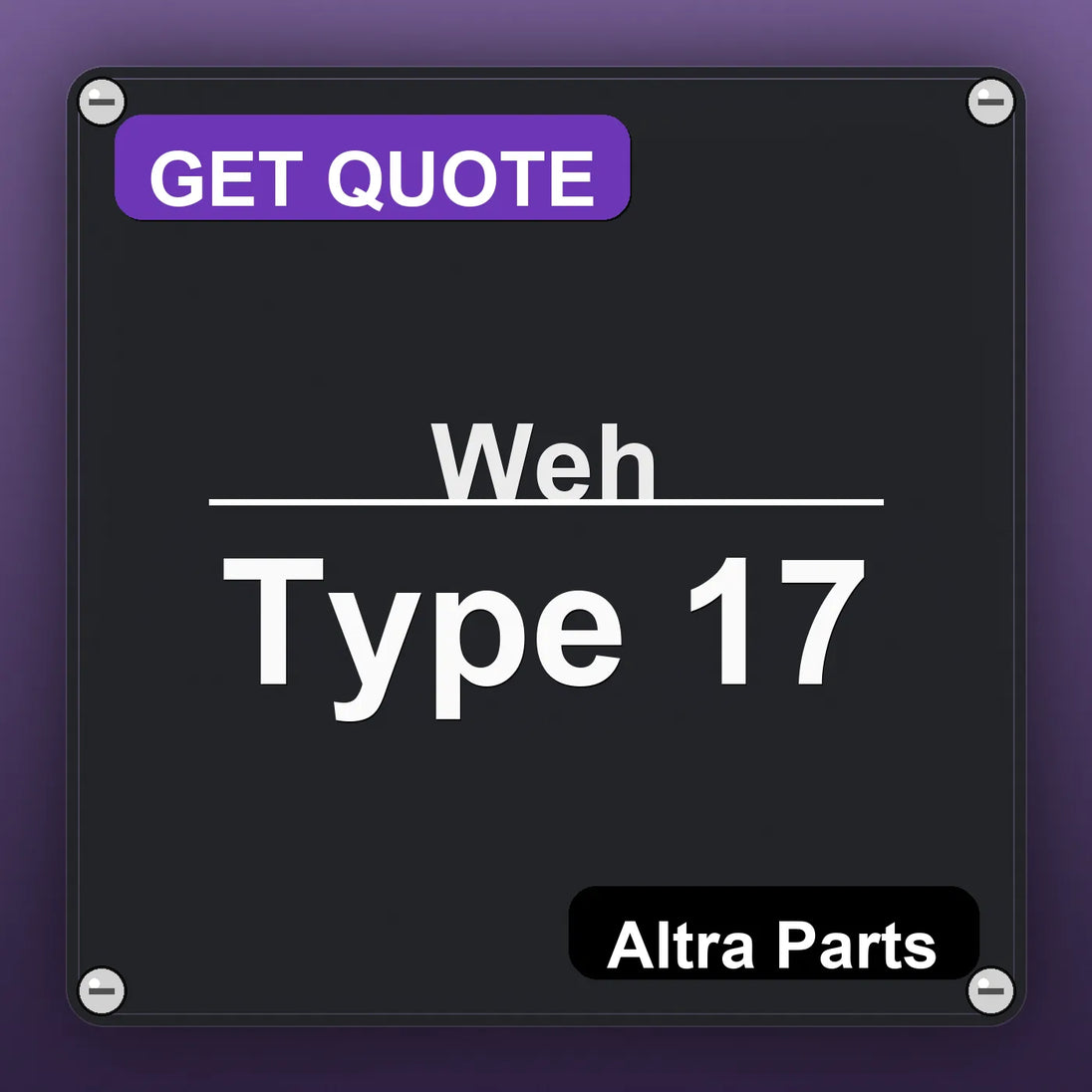 Weh Type 17 industrial nameplate style image – Altra Parts. GET QUOTE.