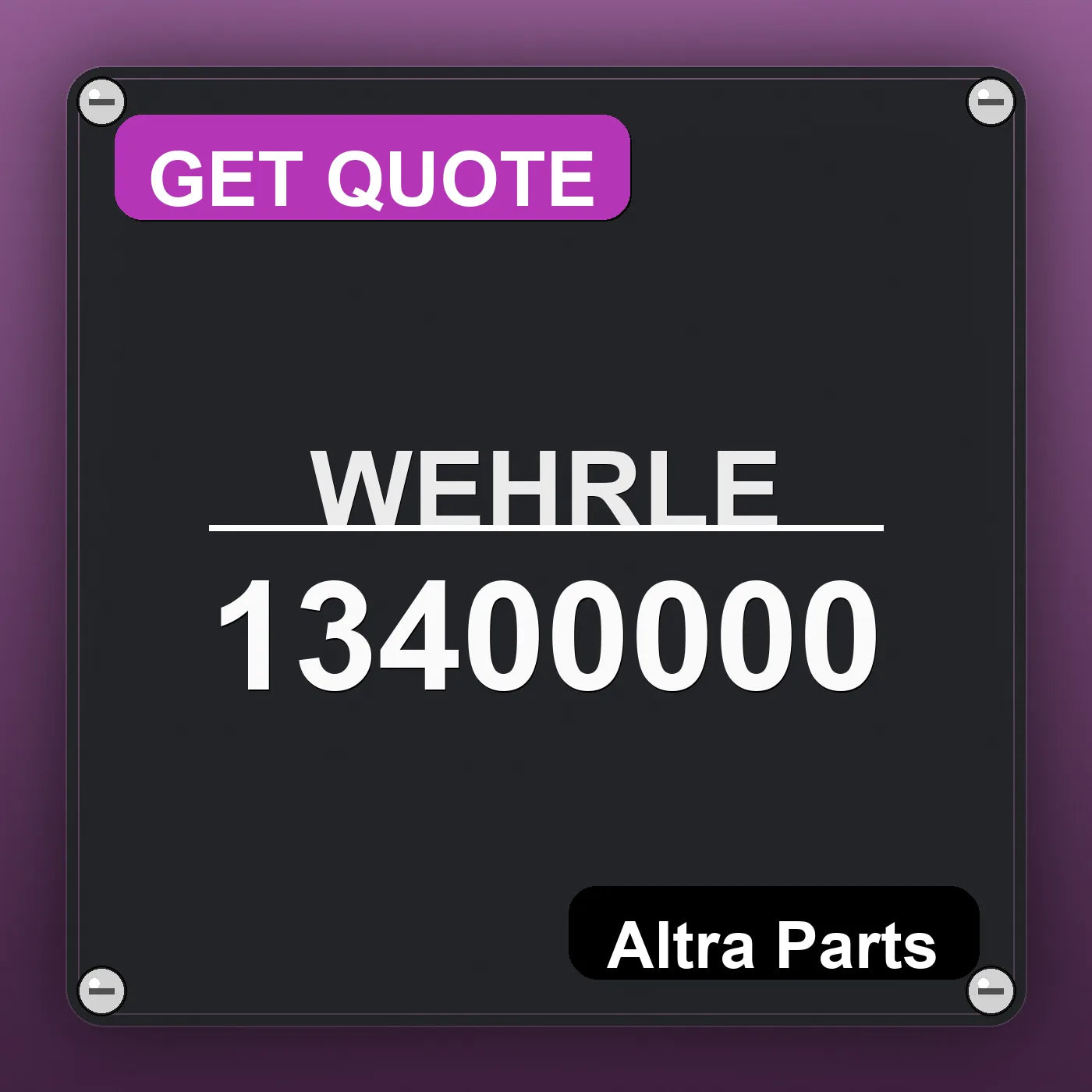 WEHRLE 13400000 industrial nameplate style image – Altra Parts. GET QUOTE.