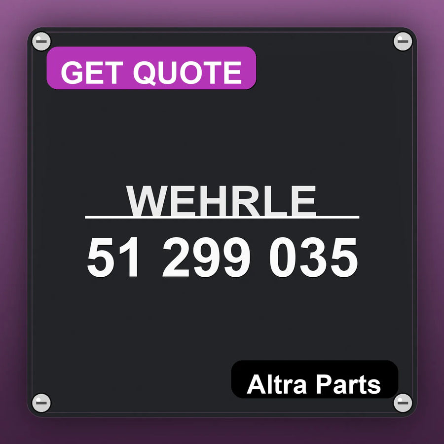 WEHRLE 51 299 035 industrial nameplate style image – Altra Parts. GET QUOTE.