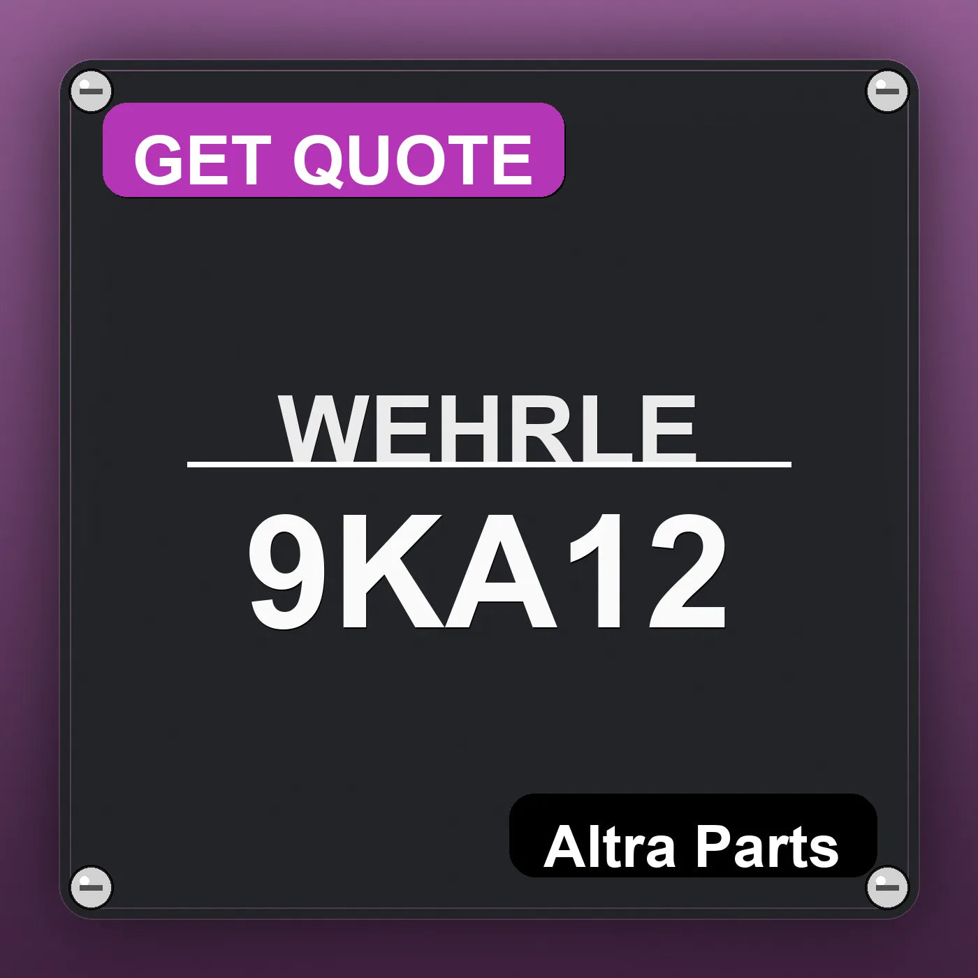 WEHRLE 9KA12 industrial nameplate style image – Altra Parts. GET QUOTE.