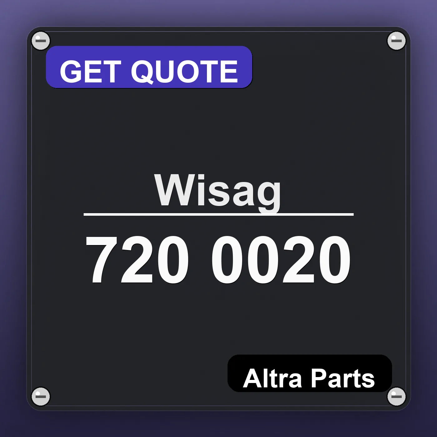 Wisag 720 0020 industrial nameplate style image – Altra Parts. GET QUOTE.