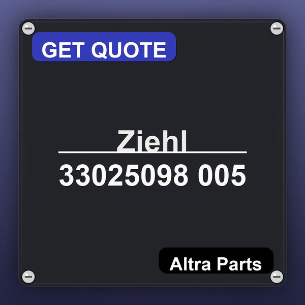 Ziehl 33025098 005 industrial nameplate style image – Altra Parts. GET QUOTE.