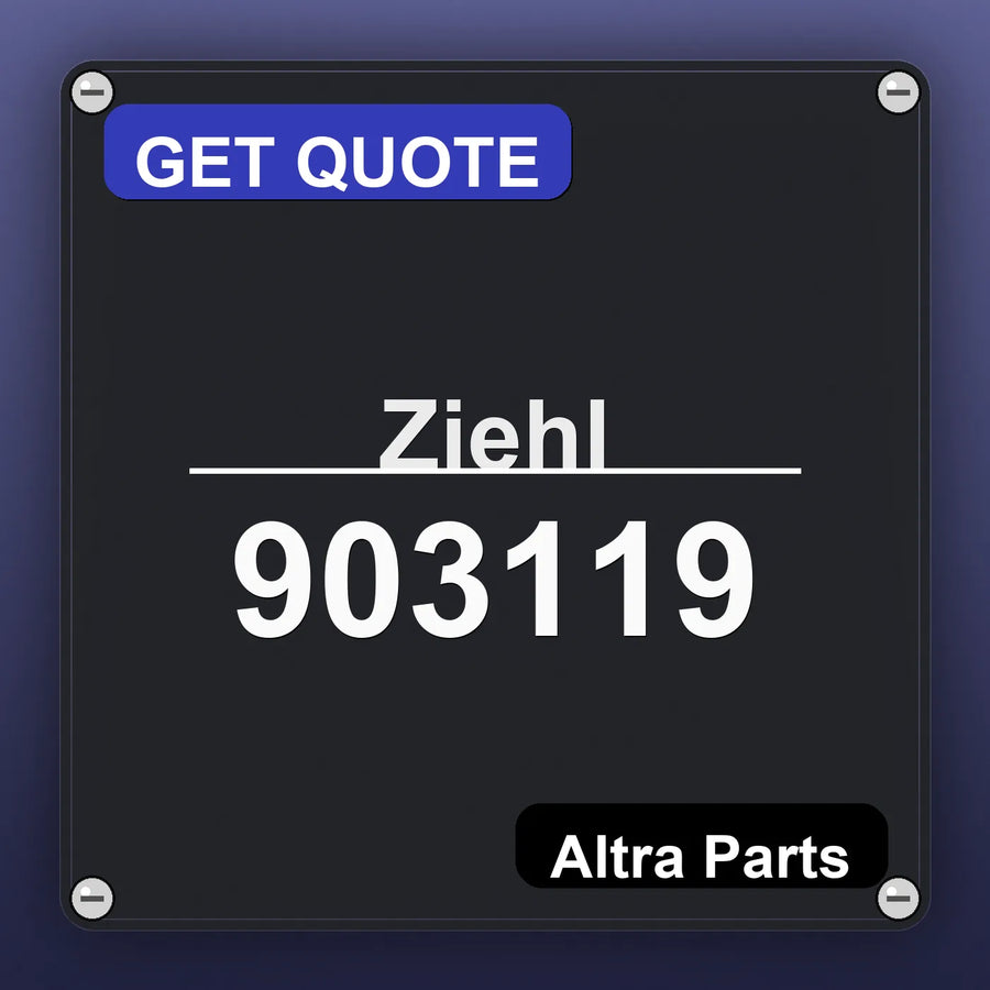 Ziehl 903119 industrial nameplate style image – Altra Parts. GET QUOTE.