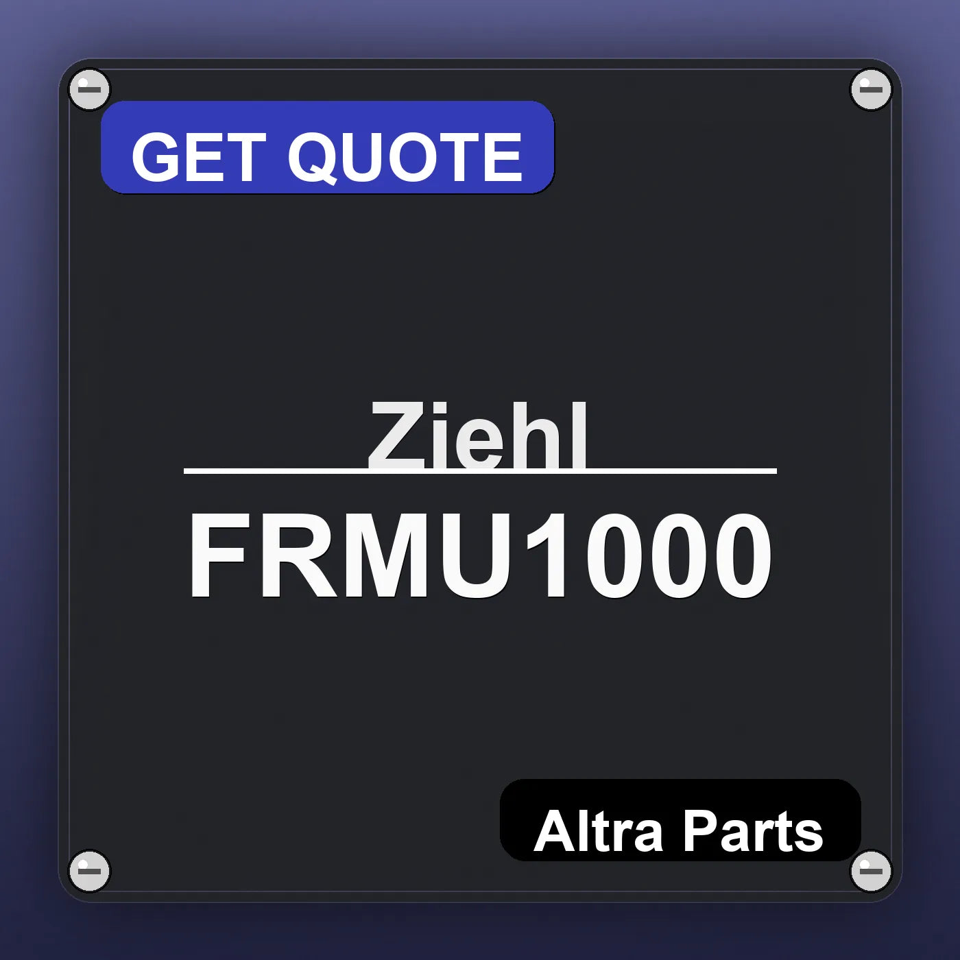 Ziehl FRMU1000 industrial nameplate style image – Altra Parts. GET QUOTE.