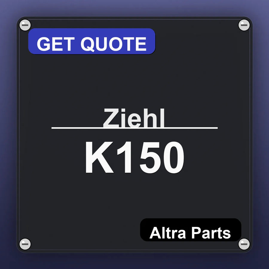 Ziehl K150 industrial nameplate style image – Altra Parts. GET QUOTE.