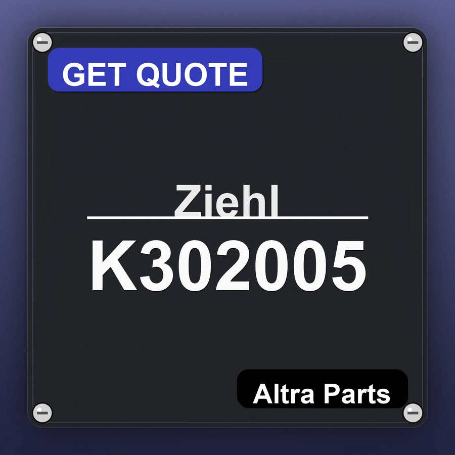Ziehl K302005 industrial nameplate style image – Altra Parts. GET QUOTE.