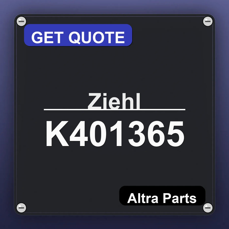 Ziehl K401365 industrial nameplate style image – Altra Parts. GET QUOTE.