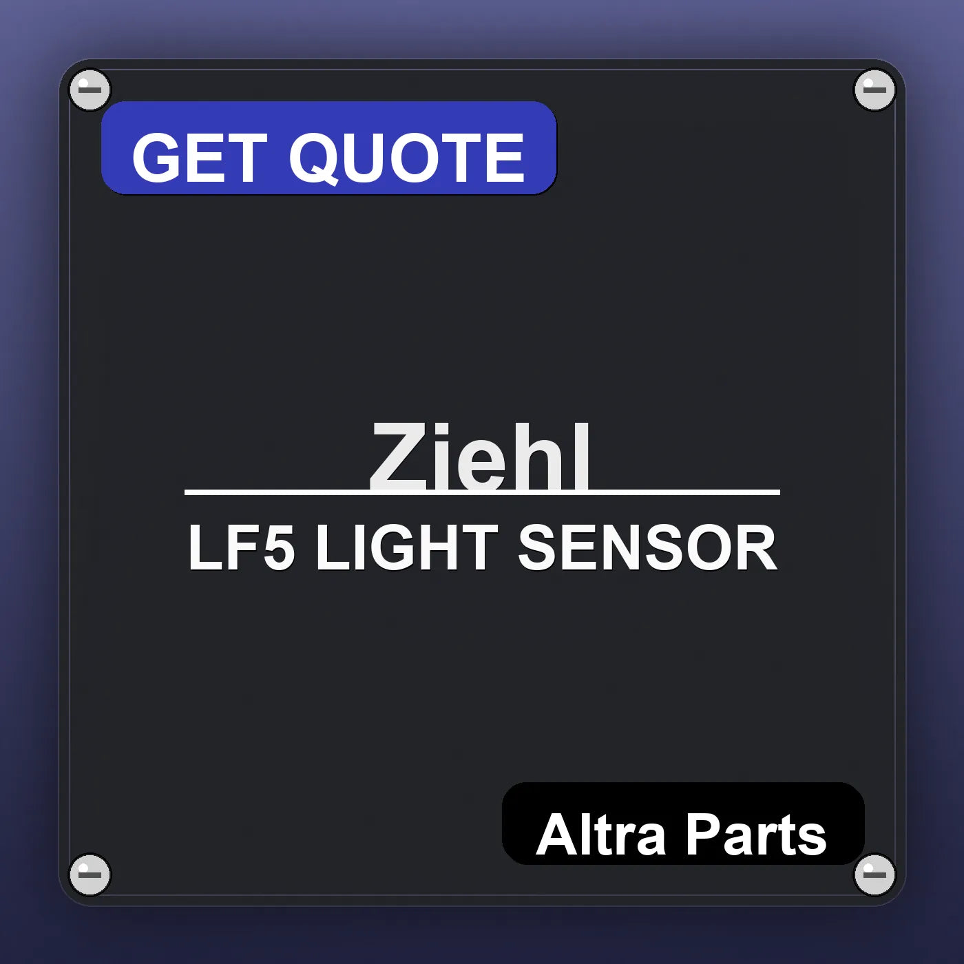 Ziehl LF5 LIGHT SENSOR industrial nameplate style image – Altra Parts. GET QUOTE.