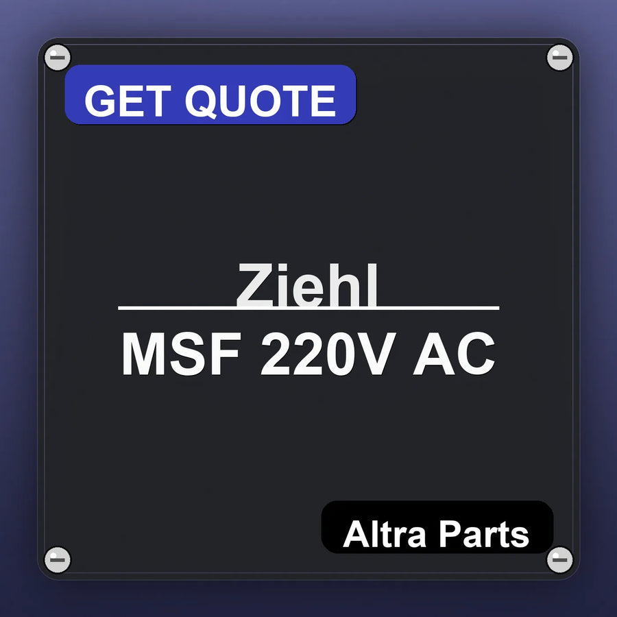 Ziehl MSF 220V AC industrial nameplate style image – Altra Parts. GET QUOTE.