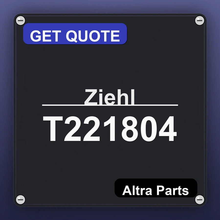 Ziehl T221804 industrial nameplate style image – Altra Parts. GET QUOTE.
