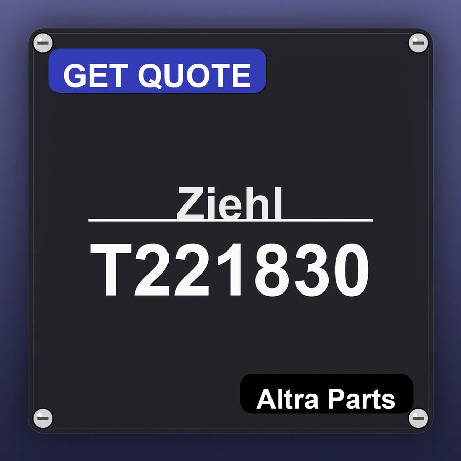 Ziehl T221830 industrial nameplate style image – Altra Parts. GET QUOTE.