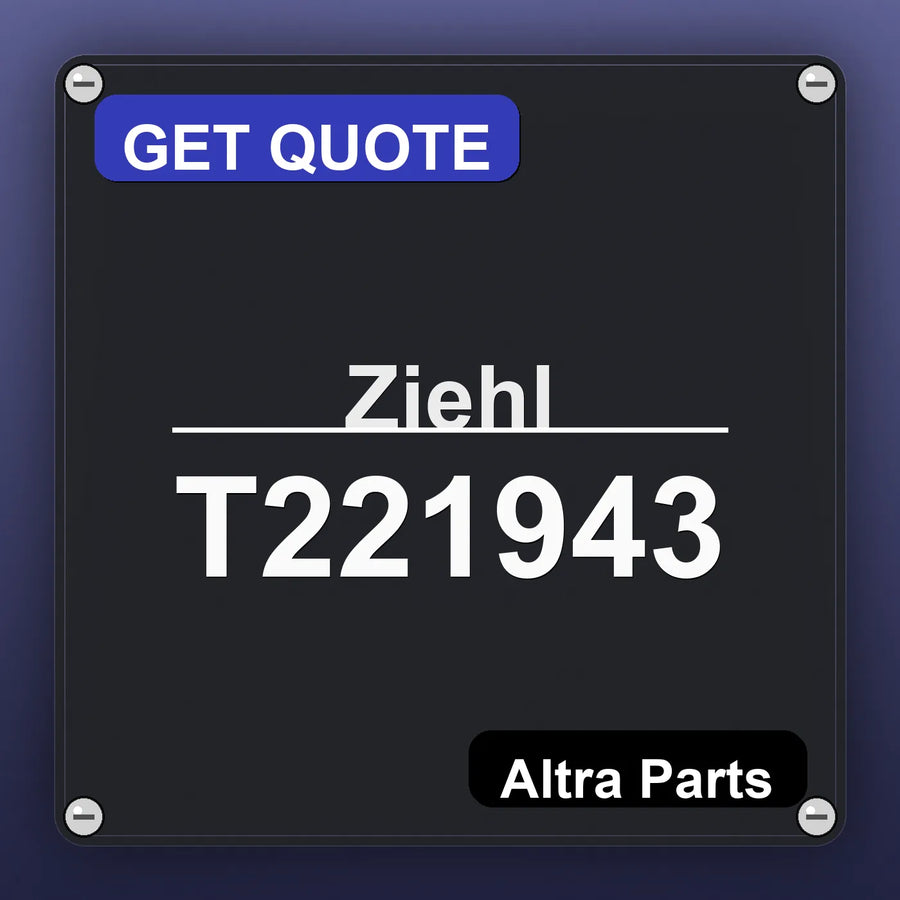 Ziehl T221943 industrial nameplate style image – Altra Parts. GET QUOTE.