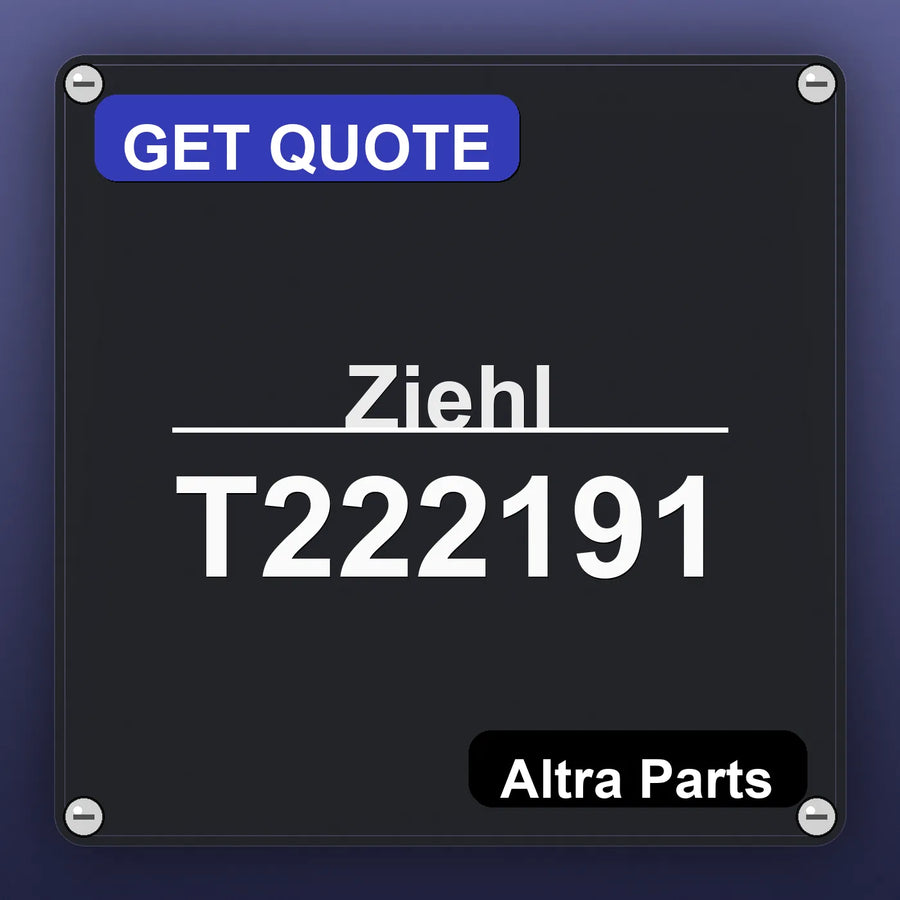Ziehl T222191 industrial nameplate style image – Altra Parts. GET QUOTE.