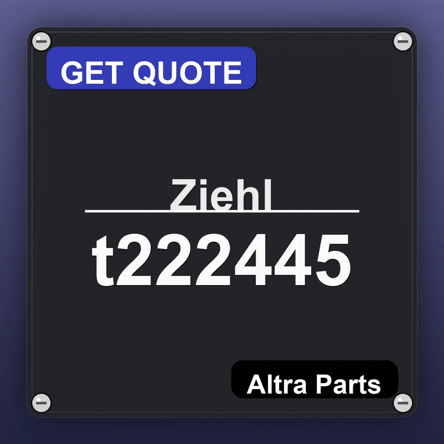 Ziehl T222445 industrial nameplate style image – Altra Parts. GET QUOTE.