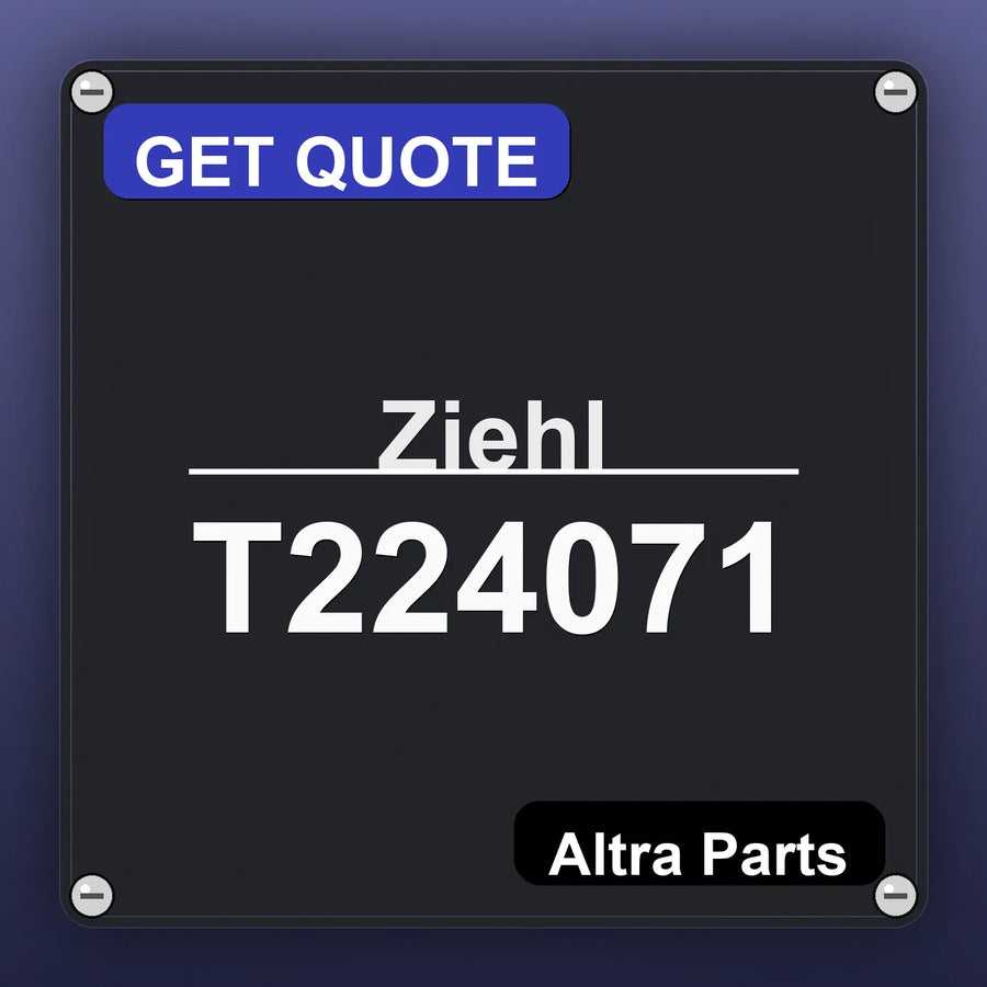 Ziehl T224071 industrial nameplate style image – Altra Parts. GET QUOTE.