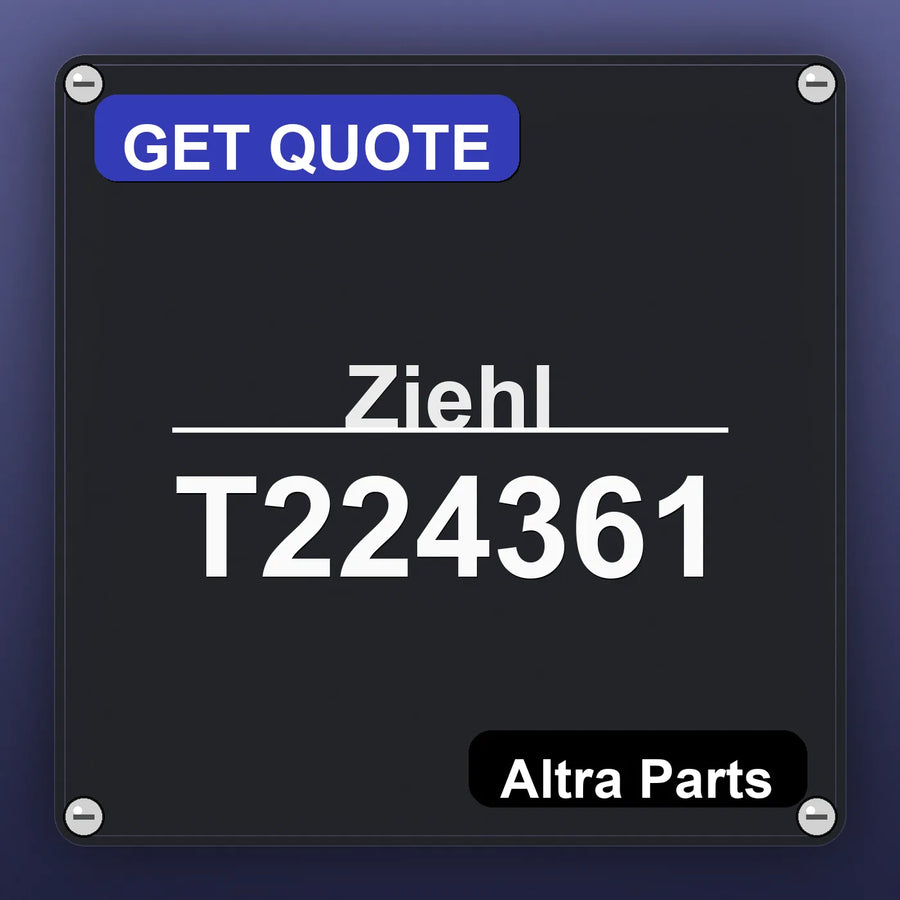 Ziehl T224361 industrial nameplate style image – Altra Parts. GET QUOTE.