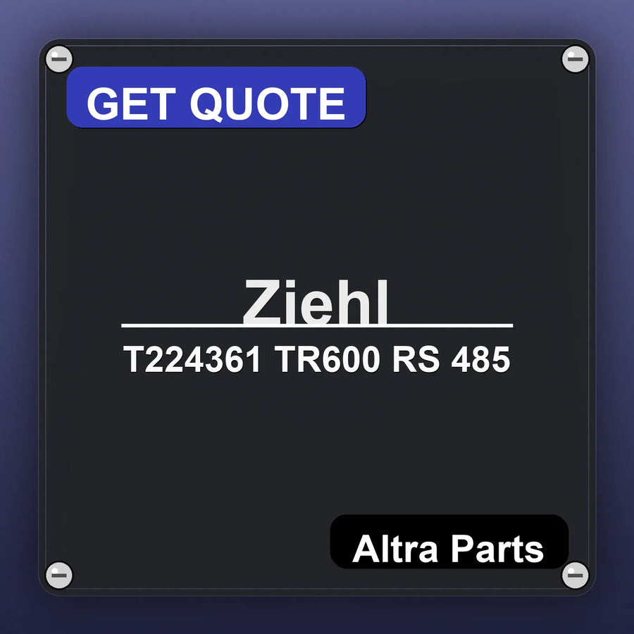 Ziehl T224361 TR600 RS 485 industrial nameplate style image – Altra Parts. GET QUOTE.