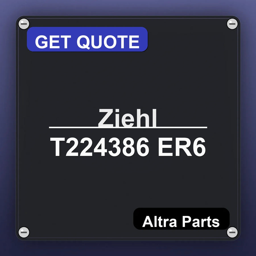 Ziehl T224386 ER6 industrial nameplate style image – Altra Parts. GET QUOTE.