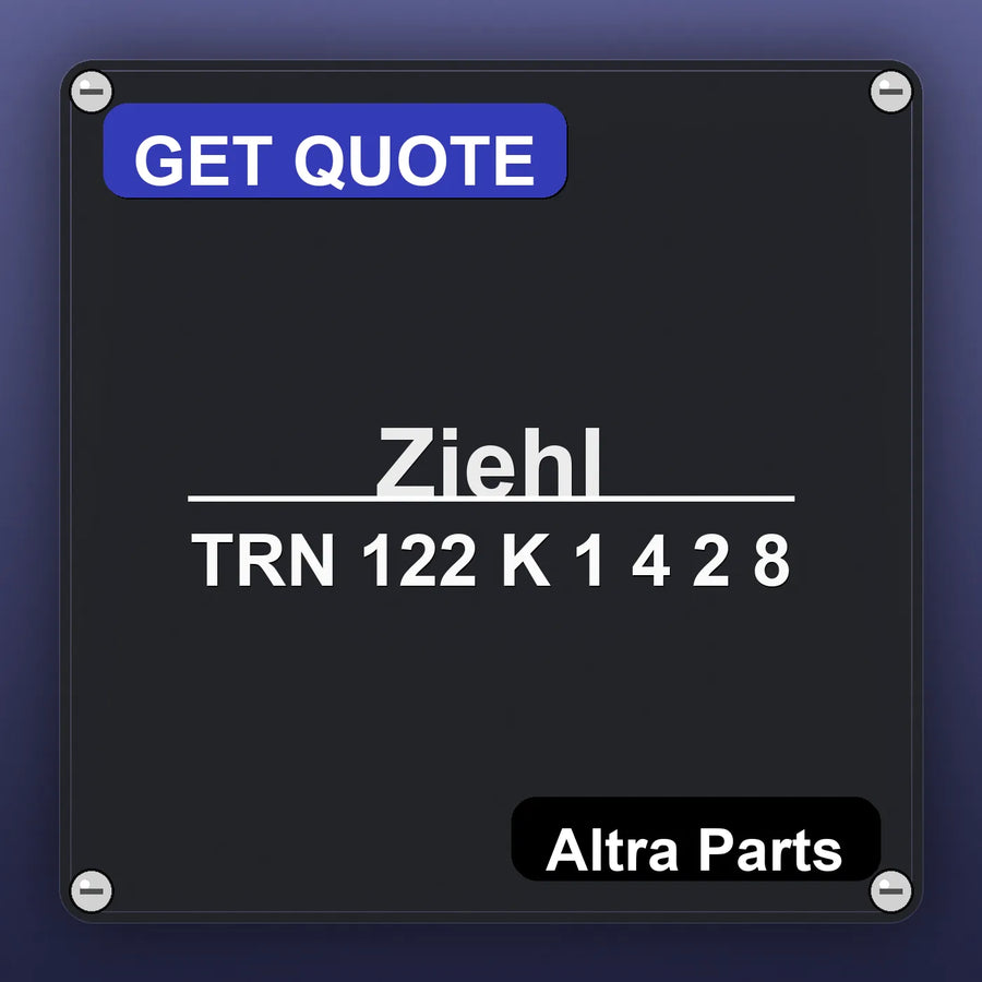 Ziehl TRN 122 K 1 4 2 8 industrial nameplate style image – Altra Parts. GET QUOTE.