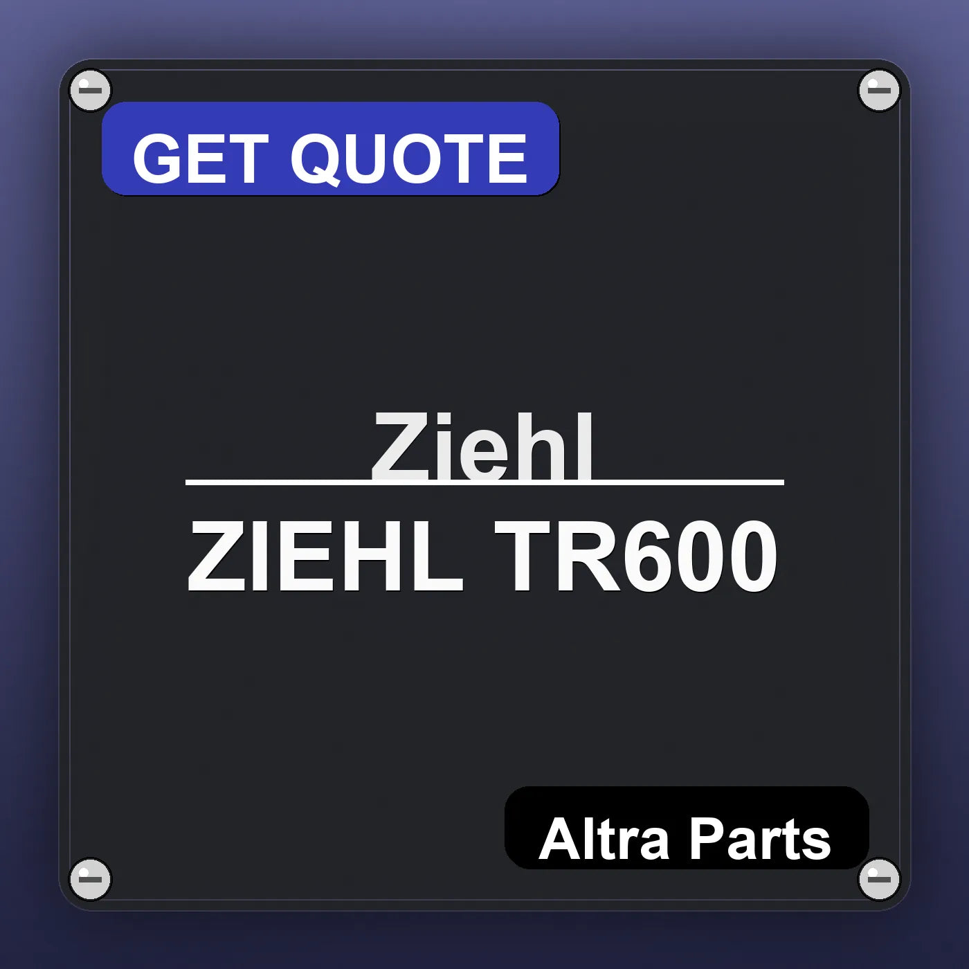 Ziehl ZIEHL TR600 industrial nameplate style image – Altra Parts. GET QUOTE.